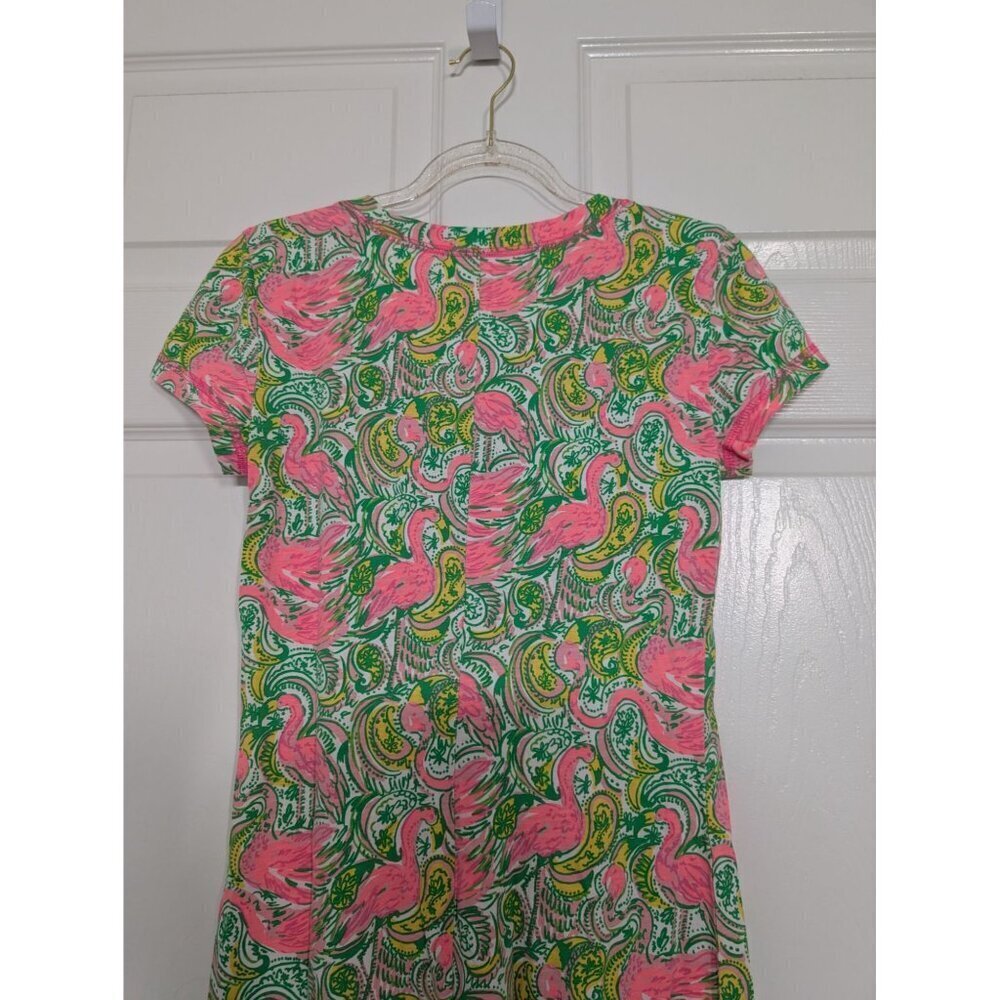Lilly Pulitzer Flamingo Britton Dress Womens Size XS Green Paisley Hot Wings - Picture 7 of 11